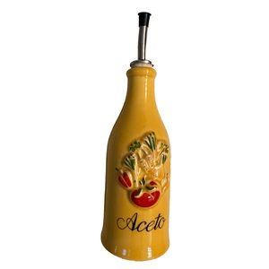 Vintage Revol La Porcelaine France Aceto Yellow Vinegar Decanter with Spout